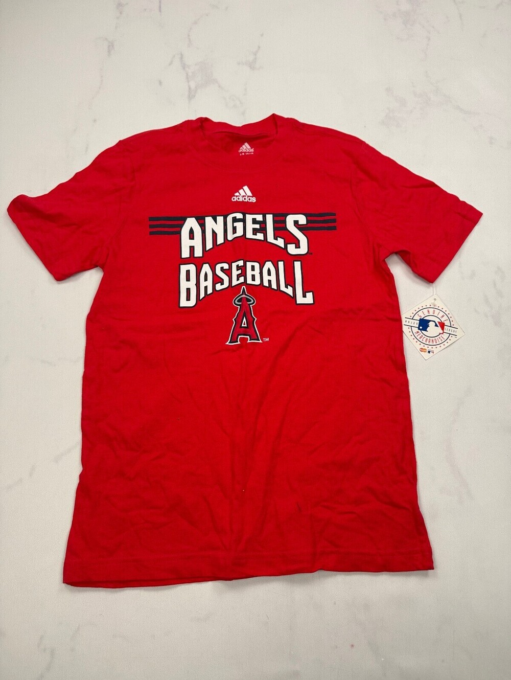 Adidas Los Angeles Angels Baseball T Shirt Red 90s VTG Graphic Tee - Boys L